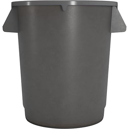 SPARTA Bronco Waste Container Trash Container, Round Trash Bin for Disposal, 10 Gallons, Gray, (Pack of 6)