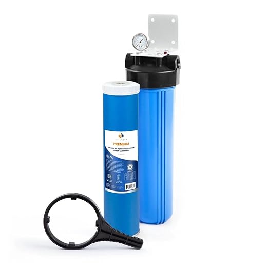 Aquaboon Whole House Water Filter System for Well Water with 5 Micron 20x4.5 Ganular Activated Carbon (GAC) Chlorine Reduction Cartrige | NSF Certified, Pressure Gauges & Releas, Wrench, Bracket 1"NPT