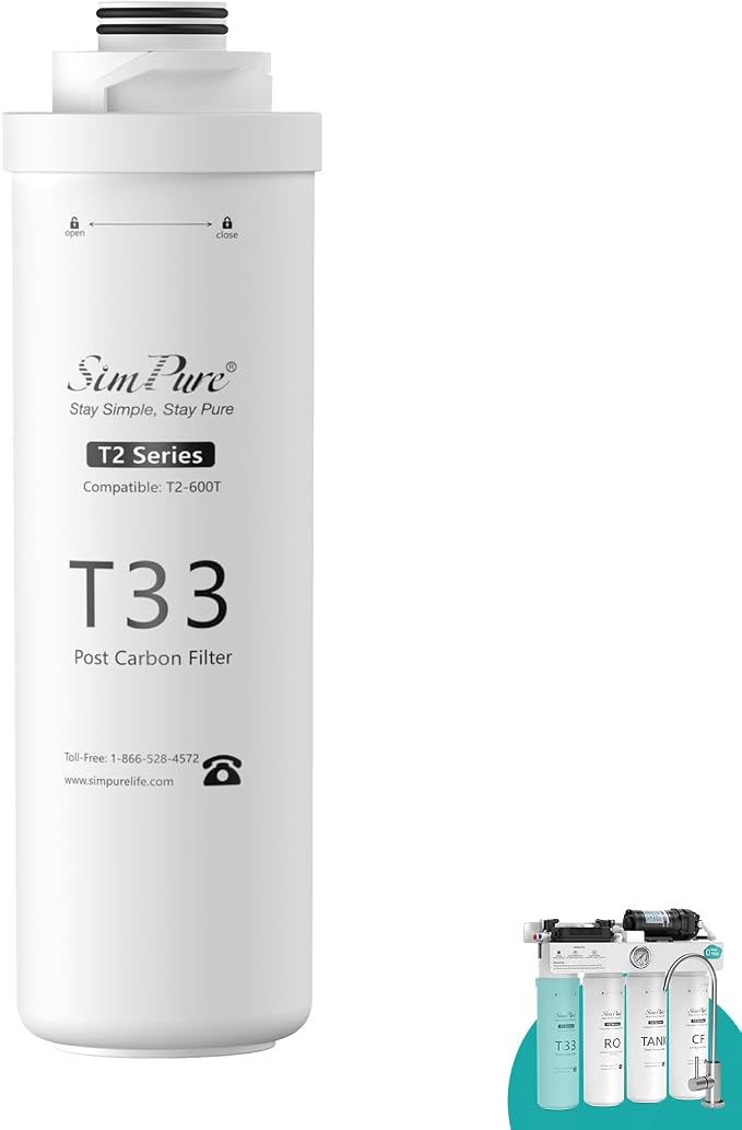 SimPure T2 Series T33 Filter Replacement Cartridge Only for Model T2-600T, 6 Months Replacement Cartridge (1 Pack)