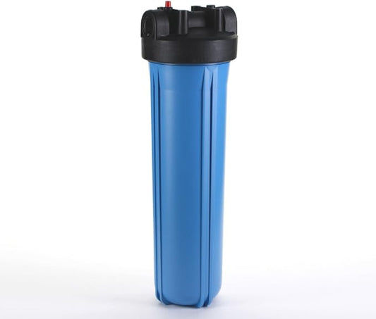 Hydronix 20"x4.5" HF45-20BLBK10PR Whole House Housing, 1" in/Out Ports W/Pressure Relief Button