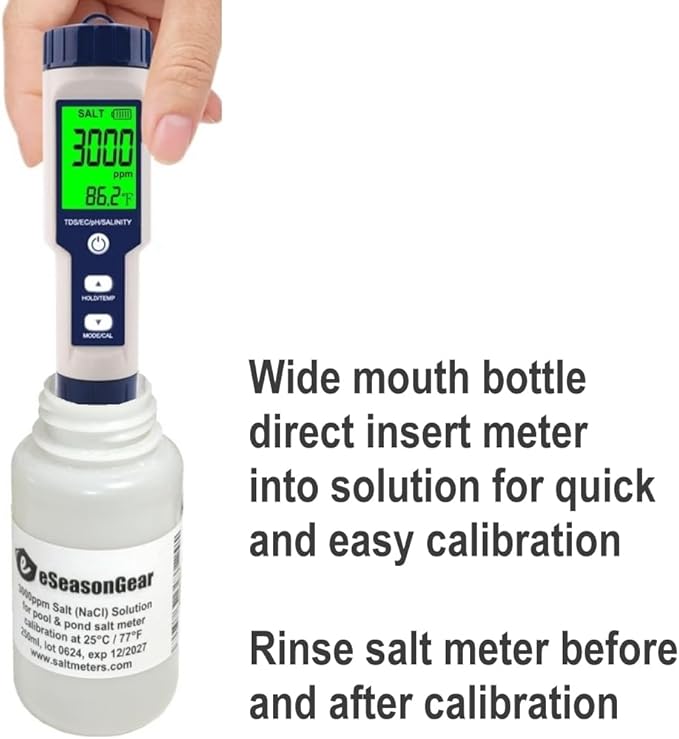 3000 PPM Solution, 230 ml, for SALT-3000 SALT-3050 Salt Meter Tester Calibration.