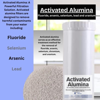 4.5" x 20" Activated Alumina water filter cartridge to reduce Fluoride and arsenic from your water. Whole house application