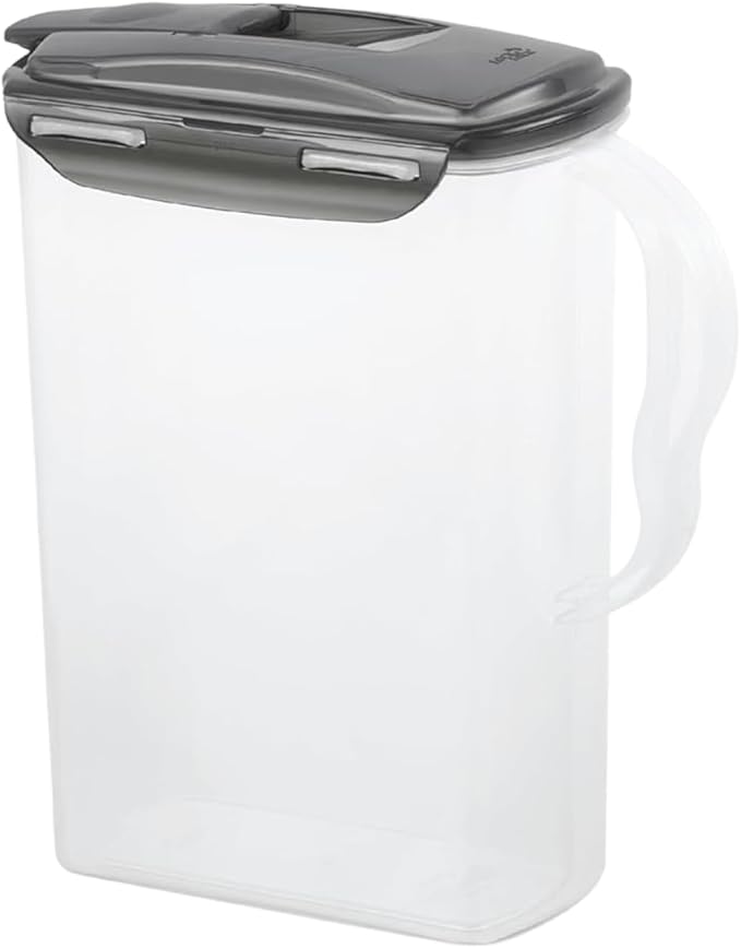 LocknLock Aqua Fridge Door Water Jug | Clear Pitcher | BPA Free Plastic Pitcher with Lid | 3 Quart Pitcher with Lid for Water, Juice, Tea & More Beverages, Gray
