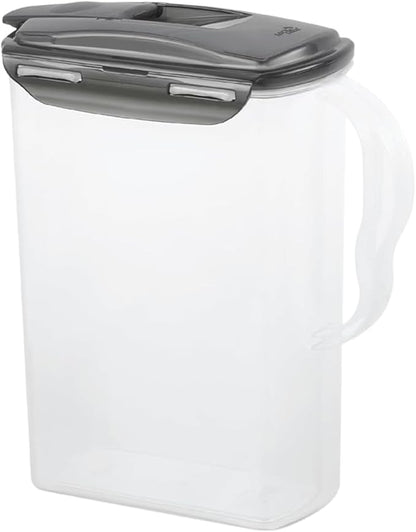 LocknLock Aqua Fridge Door Water Jug | Clear Pitcher | BPA Free Plastic Pitcher with Lid | 3 Quart Pitcher with Lid for Water, Juice, Tea & More Beverages, Gray