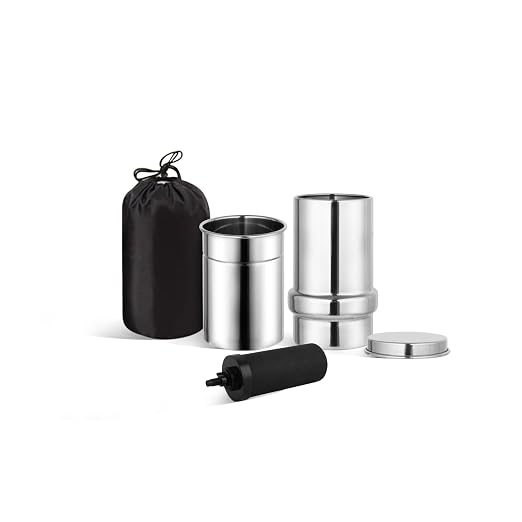 NSF/ANSI 42&372 Standard 1L (1000 ML) Portable Stainless Steel Gravity-Fed Water Filter Gravity Sport Bottle with Carbon Filter, for Travel, Camping, Backpacking and Emergency Preparedness
