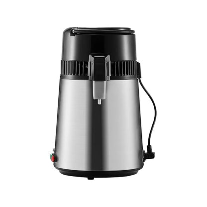VEVOR Water Distiller, 4L/1.1 Gallon Pure Water Purifier Filter for Home Countertop, 750W Distilled Water Maker, Stainless Steel Interior Distiller Water Making Machine to Make Clean Water, Silver