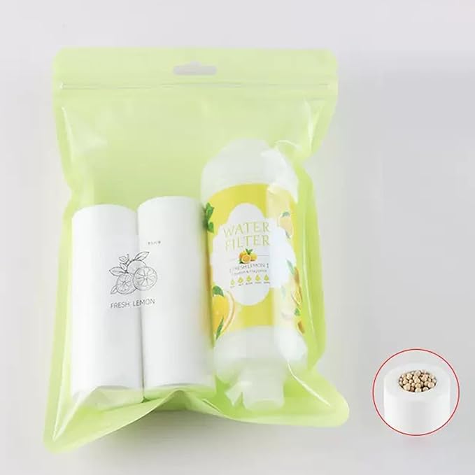 Vitamin C Shower Filter for Hard Water Filter + 2 Shower Aromatherapy Replacement Cartridge Bathroom Accessories Remove Chlorine Fluoride Heavy Metals Lemon Scent
