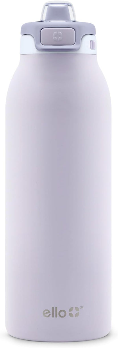 Ello Pop & Fill 40oz Stainless Steel Water Bottle with Quick Fill Technology, Double Walled and Vacuum Insulated Metal, Leak Proof Locking Lid, Sip and Chug, Reusable, BPA Free, Aurora
