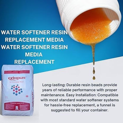 Premium Water Softener Resin 1 Cu Ft Replacement Media - 25L - 32,000 Grain Ion Exchange High-Capacity Cation Resin Beads - 7% Cross-Link Structure NSF Certified for Home Use