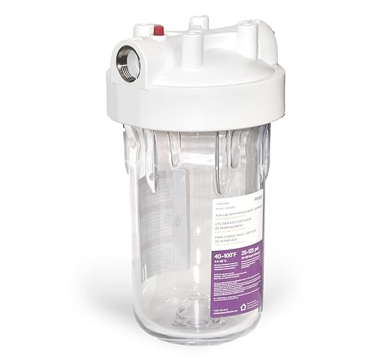 Whirlpool 10" x 4.5" Large Capacity Whole House Water Filter Housing WHKF-DWHBB, 1" Port, Home Water Pre-Filtration for Well and City Water, NSF Certified Reduces Sediment, Sand, Soil, Silt, and Rust