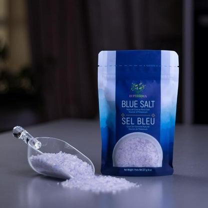 EUPHERBIA Blue Salt, Coarse, Rare Mineral Salt, High Potassium, Lower Sodium, Natural, Unprocessed, Hand Harvested, Kosher Certified (2lb Coarse Refill)