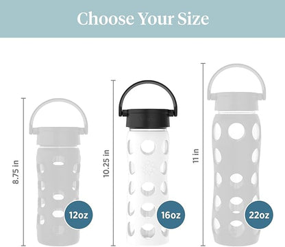 Lifefactory 16-Ounce BPA-Free Glass Water Bottle with Classic Cap and Protective Silicone Sleeve, Optic White