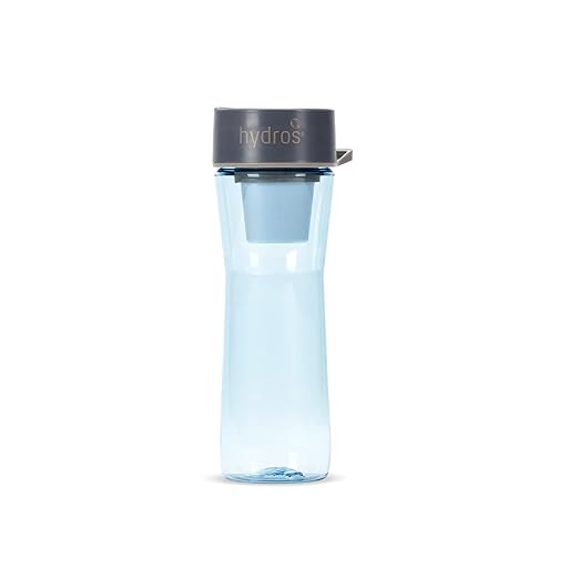 Hydros Water Filter Bottle, 20 Oz, Patented Fast Flo Tech, Dishwasher Safe, 20 Second Quick Fill, Leak Proof, BPA Free, Blue