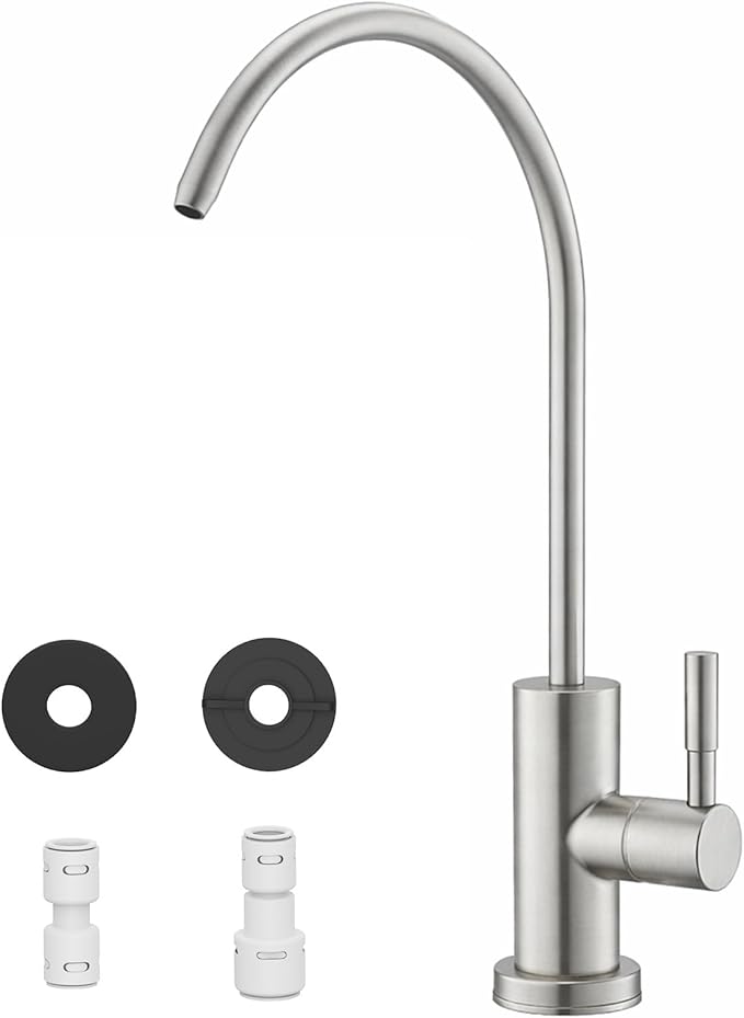 Drinking Water Faucets for Kitchen Sink, Water Filter Faucet for Reverse Osmosis or Water Filtration System, RO Bar Sink Faucet, Stainless Steel (Brushed Nickel)