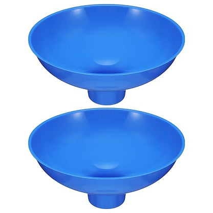 Vesici 2 Pack Extra Large Wide Mouth Funnel 2.5" x 10" Multi Purpose Filling Funnel Plastic Reusable for Water Softener Resin Tanks Carbon Media Jar Filling Use (Blue)