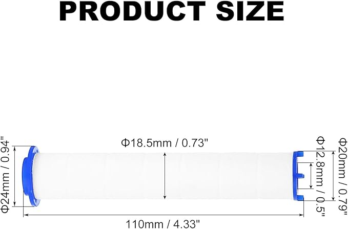 uxcell 12 Pcs Shower Head Filter 4.3 Inch PP Cotton Filter Cartridge Replacement High-Pressure Handheld Fan Shower Jet Sets