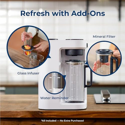 Bluevua RO100ROPOT-Lite(UV) Countertop Reverse Osmosis Water Filter System, White, with One Extra ROPOT-LITE Replacement Carafe, Bundle