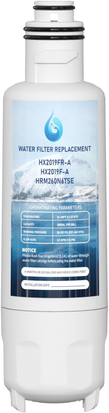 HX2019F-A HX2019FR-A Water Filter Replacement, Compatible With Hisense HRM260N6TSE, HRFD560SW, HRCD585BW, HRFD634BW, HRCD650BW, HRCD586TBWB and Mora MRM260N6TSE
