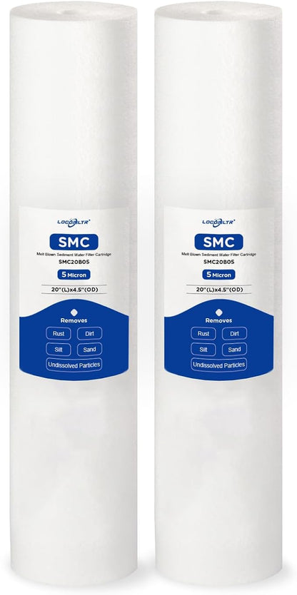 5 Micron 20" x 4.5" PP Whole House Water Filter Cartridge, 2 Pack | Sediment Water Filter Replacement for DGD-5005-20, 155358-43, SDC-45-2005, P5-20BB, FPMB-BB5-20, SP-DD-5005-20BB