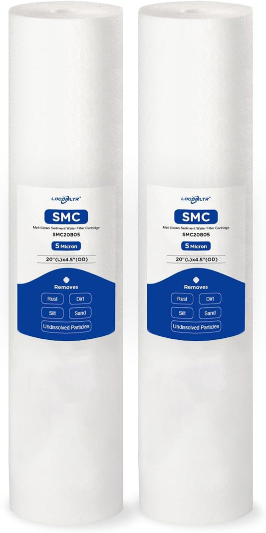 5 Micron 20" x 4.5" PP Whole House Water Filter Cartridge, 2 Pack | Sediment Water Filter Replacement for DGD-5005-20, 155358-43, SDC-45-2005, P5-20BB, FPMB-BB5-20, SP-DD-5005-20BB