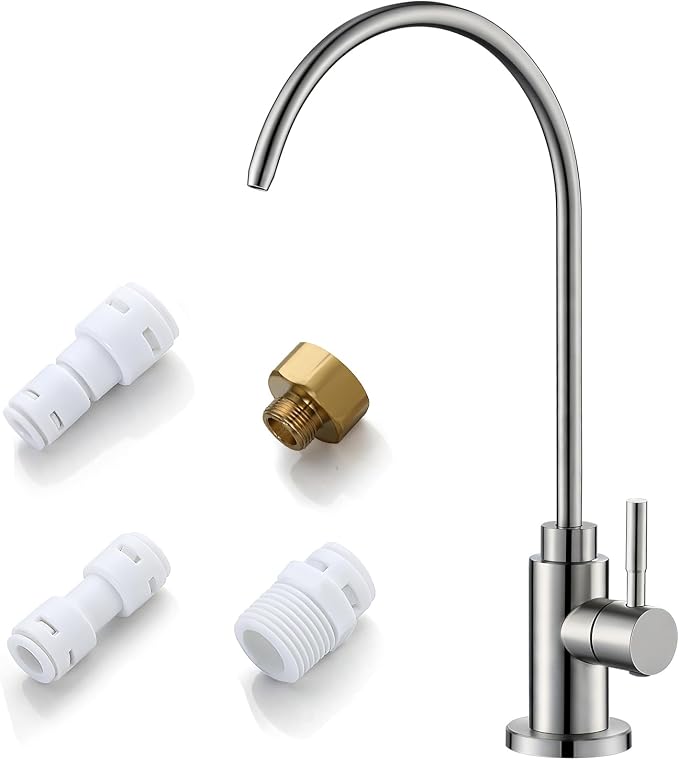 Reverse Osmosis Faucet Fits Most RO Units or Water Filtration System, Non-Air Gap Stainless Steel Drinking Water Faucet for Bar, Kitchen Sink, RV (DM001 BN)
