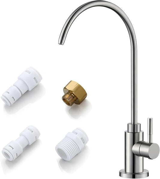 Reverse Osmosis Faucet Fits Most RO Units or Water Filtration System, Non-Air Gap Stainless Steel Drinking Water Faucet for Bar, Kitchen Sink, RV (DM001 BN)
