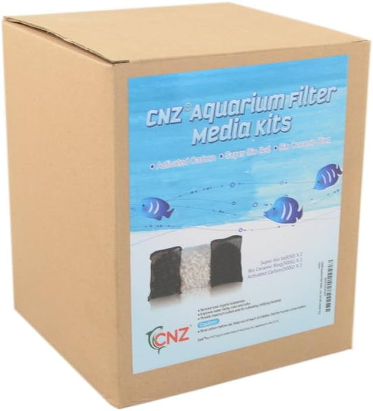 CNZ Aquarium Filter Media Kits (Double Pack) - Activated Carbon, bio Ball, Ceramic Ring, CNZCBR2PK