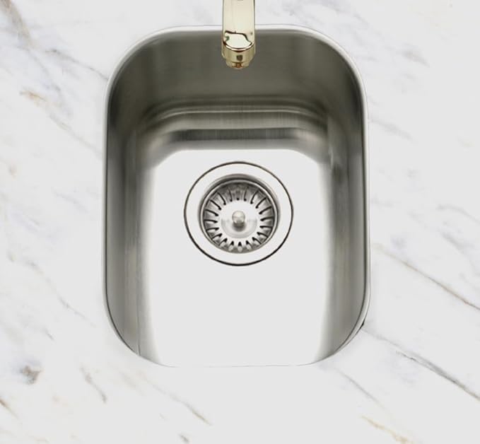 Houzer Club Stainless Steel Kitchen Bar & Prep Sink: 14 Inch Undermount Medium Sink with Strainer & Bottom Grid, Durable & Versatile, Essential for Home & Apartment: CS-1407-C