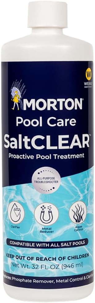 Morton SaltCLEAR | Pool Clarifier & Water Enhancer | Supports Cleaner, Clearer Water | Compatible with All Pool Systems - In-ground and Above Ground Pools | Weekly Maintenance | 32oz