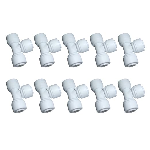 YZM 1/4" O.D. Tube Tee Quick Connect Fittings RO Water Filters,Push to Connect Tube Fittings,10pcs.