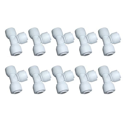 YZM 1/4" O.D. Tube Tee Quick Connect Fittings RO Water Filters,Push to Connect Tube Fittings,10pcs.