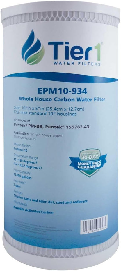 Tier1 10 Micron 10 x 4.5 Water Filter | Whole House Carbon Block Water Filter Replacement Cartridge | Replacement for Pentek EPM-BB, 155782-43, CB-45-1010, EPM10-934 | 4.5 x 10 Water Filter