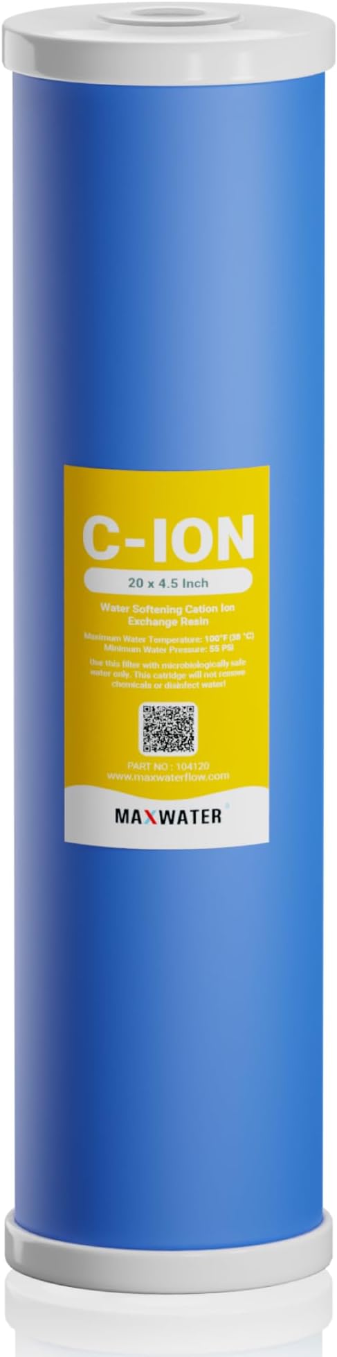 (1 Pack) Calcium, Magnesium TDS Hardness Reduction Water Softening 20" x 4.5" Cation Resin Filter Compatible with 20" BB Whole House Water Filter Systems