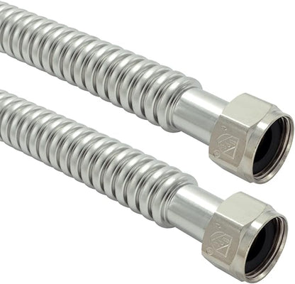 TT FLEX Stainless Steel Corrugated Water Heater Connector Flexible for Water Heater Softener, 3/4" FIP x 3/4" FIP, 24" Length (2 Pack)