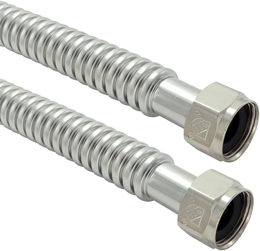 TT FLEX Stainless Steel Corrugated Water Heater Connector Flexible for Water Heater Water Softener,1" FIP x 1" FIP, 0.7" ID x 18" Length (2 Pack)