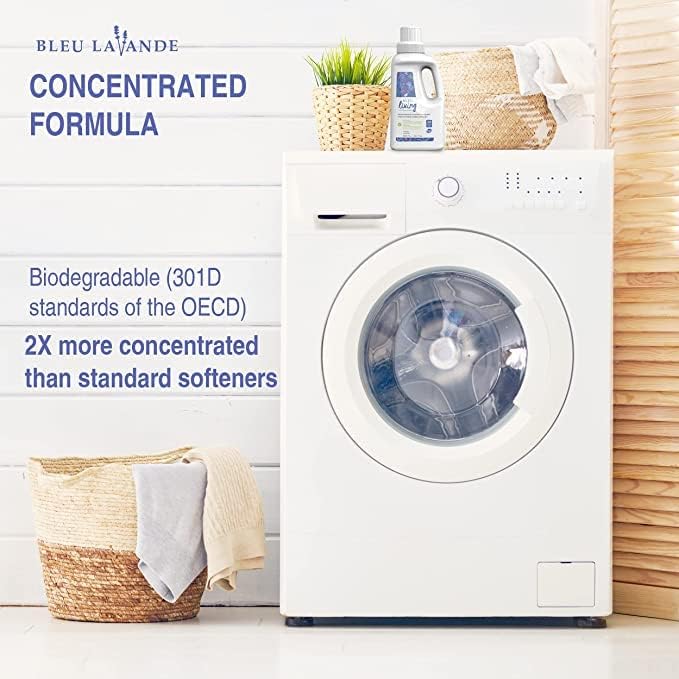 Bleu Lavande - 3-Pack Natural Fabric Softener – Concentrated Lavender Liquid Softener - Biodegradable, Eco-friendly, Hypoallergenic - Chloride & Phosphate-free - Aromatherapy - (38 loads-950 ml) x3 | Natural, Concentrated, Hypoallergenic & Biodegradabl...