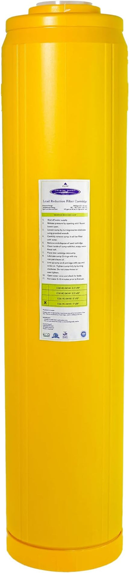 Crystal Quest Lead Water Filter Cartridge – Advanced Lead & Cyst Filtration, Durable PP Build, Steady Flow, Easy Installation, Long-Lasting Use, Fit for Crystal Quest Systems - 4-5/8" x 20"