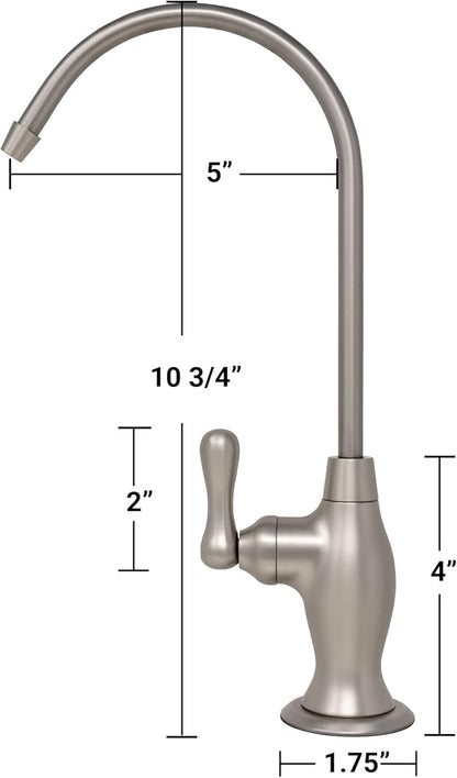 Metpure Non-airgap NSF Certified RO Faucet Reverse Osmosis Drinking Water Filtration System Water Dispenser Spout (Polished Nickel). Vase Style with Faucet Wrench.
