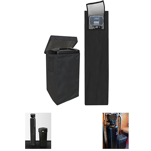 Water Softeners Cover for Outside Units,Filter Tank(14’’D×64’’H)+Brine Tank(16''D×44''H),Water Softener Cover Outdoor,All-Weather Protection,Black