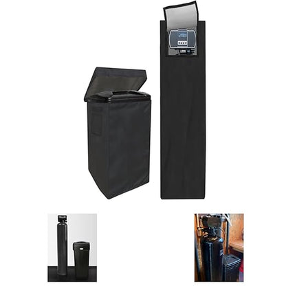 Water Softeners Cover for Outside Units,Filter Tank(14’’D×64’’H)+Brine Tank(16''D×44''H),Water Softener Cover Outdoor,All-Weather Protection,Black