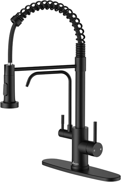 APPASO 3 Way Black Kitchen Faucet with Water Filler | NSF/ANSI/CAN 372 & Lead-free Faucet with Water Filter, 3 in 1 Drinking Sink Faucets Matte Black (Without Filtration Device)