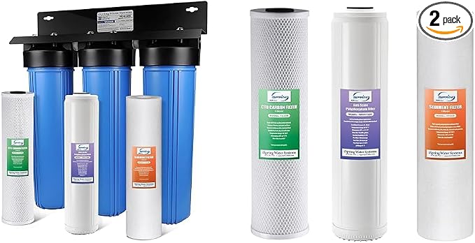 iSpring 3-Stage Whole House Water Filter System Bundle with WGB32B-DS Model and Replacement Filter Pack for WGB32B-DS