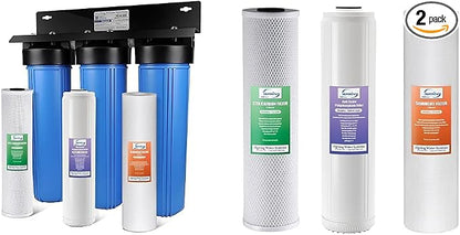 iSpring 3-Stage Whole House Water Filter System Bundle with WGB32B-DS Model and Replacement Filter Pack for WGB32B-DS