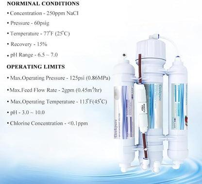 Geekpure 3 STAGE Portable Aquarium Reverse Osmosis RO Drinking Water Filter System-100 GPD