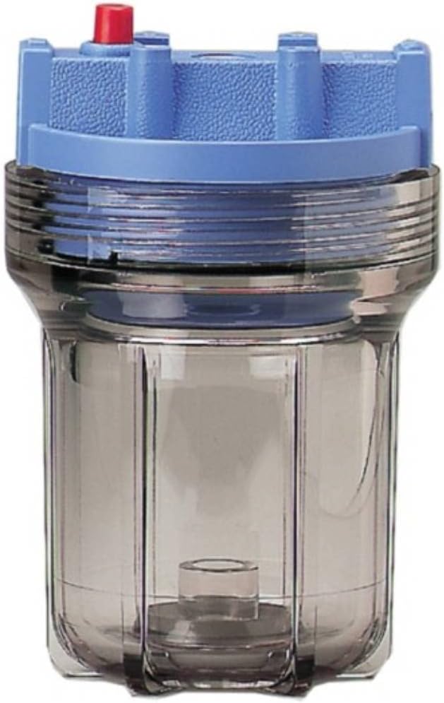 Pentair Pentek 158110 Traditional Slim Line Filter Housing, 3/8" NPT #5 Under Sink Clear Water Filter Housing with Pressure Relief Button, 5-Inch, Blue