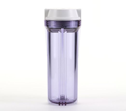 Hydronix HF2-10CLWH38, 10" Clear Housing with White Flat Cap for RO & Filtration Systems, 3/8" Ports
