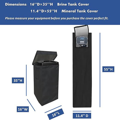 Water Softener Cover for Outside Units,Brine Tank Cover(16’’D×35’’H)+Filter Tank Cover(11.4’’D×55’’H),Cover for Water Softener,Water Softener Cover Waterproof,Water Softener Cover Outdoor