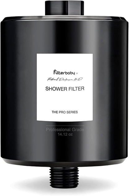 Filterbaby All-Metal Shower Filter Pro - IAPMO Certified to NSF 177 Standard, Doctor Developed, Reduces up to 99% Chlorine/Chloramine/Lead/Certain Heavy Metals, Great Water Pressure,Long Lasting,Black