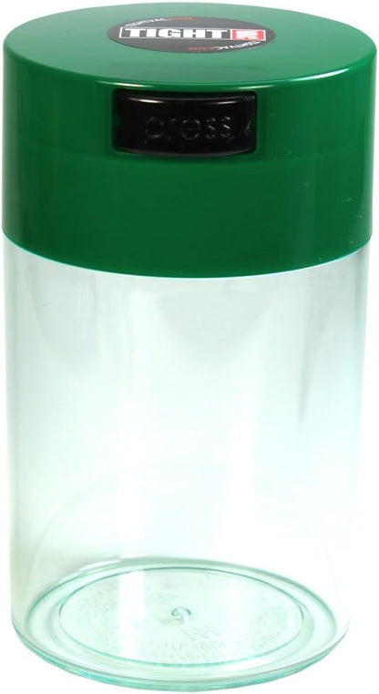 Tightvac 1 oz to 6 ounce - Patented Airtight Container | Multi-use Vacuum Container Works as Smell Proof Containers for Herbs and Dry Goods. Dark Green Cap & Clear Body