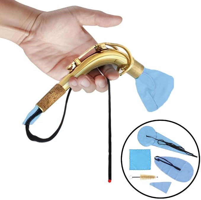 Saxophone Cleaning Kit, Care Set Including Three Dimensional Clean Swab Cloth Mouthpiece Brush Maintenance Cleaner Accessories for Alto Sax Trumpet Tenor Clarinet Flute and Wind Woodwind Instrument